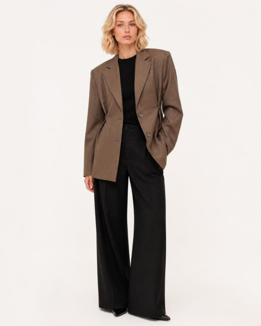 Fenna Klassieke Blazer Taupe - vooraanzicht
