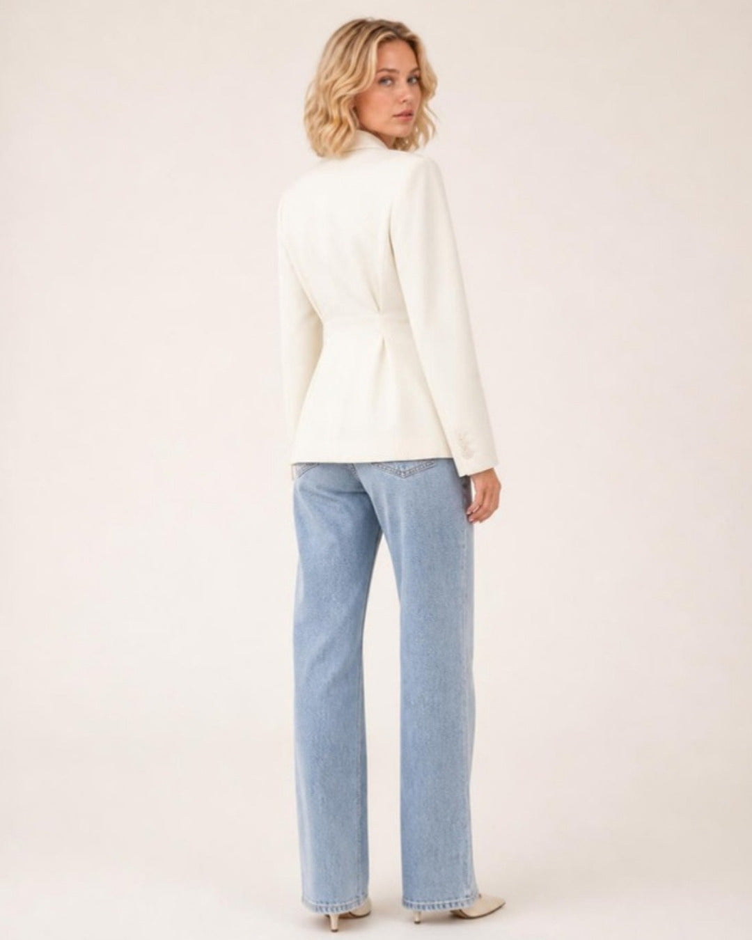 Fenna Klassieke Blazer Beige - achterkant