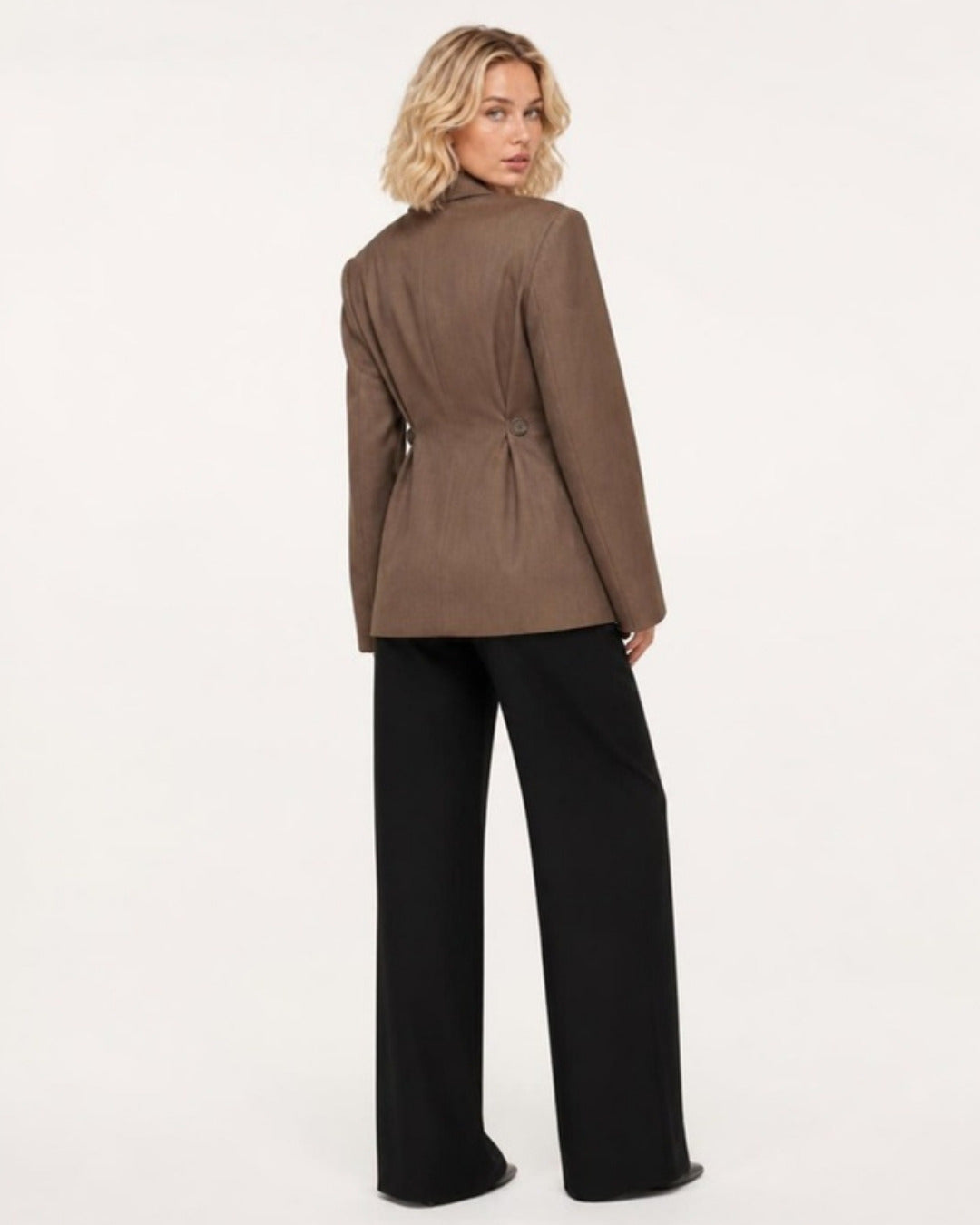 Fenna Klassieke Blazer Taupe - achterkant