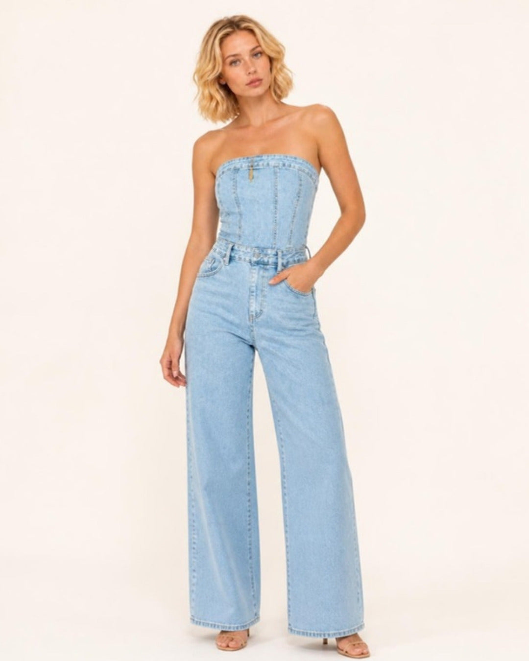 Fenna Denim Jumpsuit - vooraanzicht