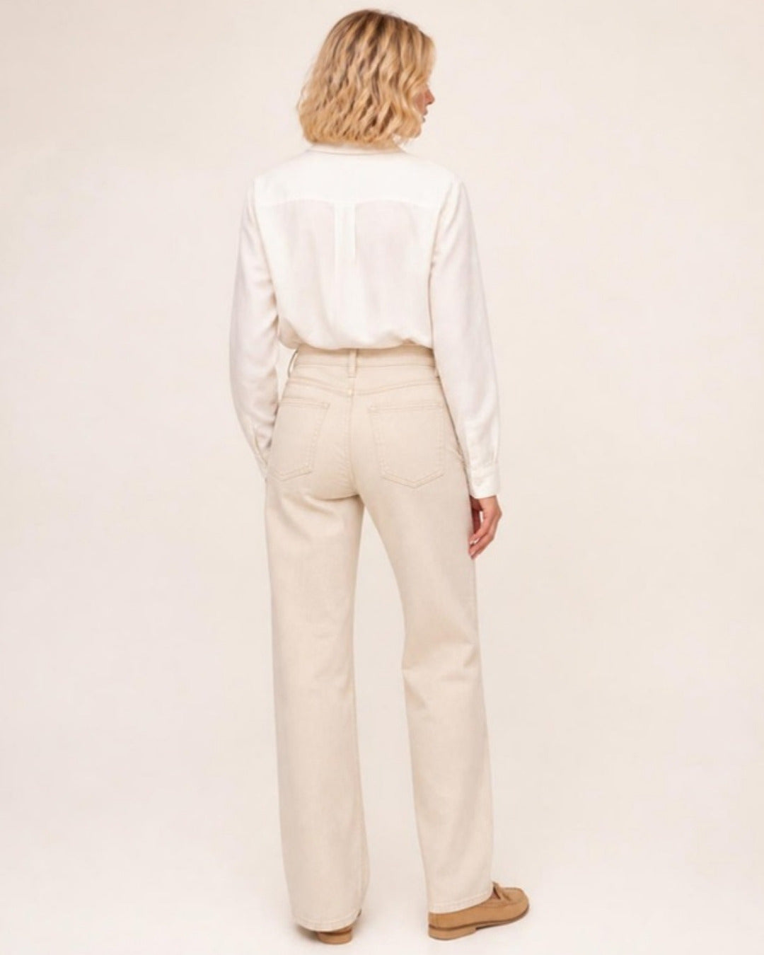 Fenna Wijde Jeans Beige - achterkant
