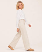 Fenna Wijde Jeans Beige - zijaanzicht
