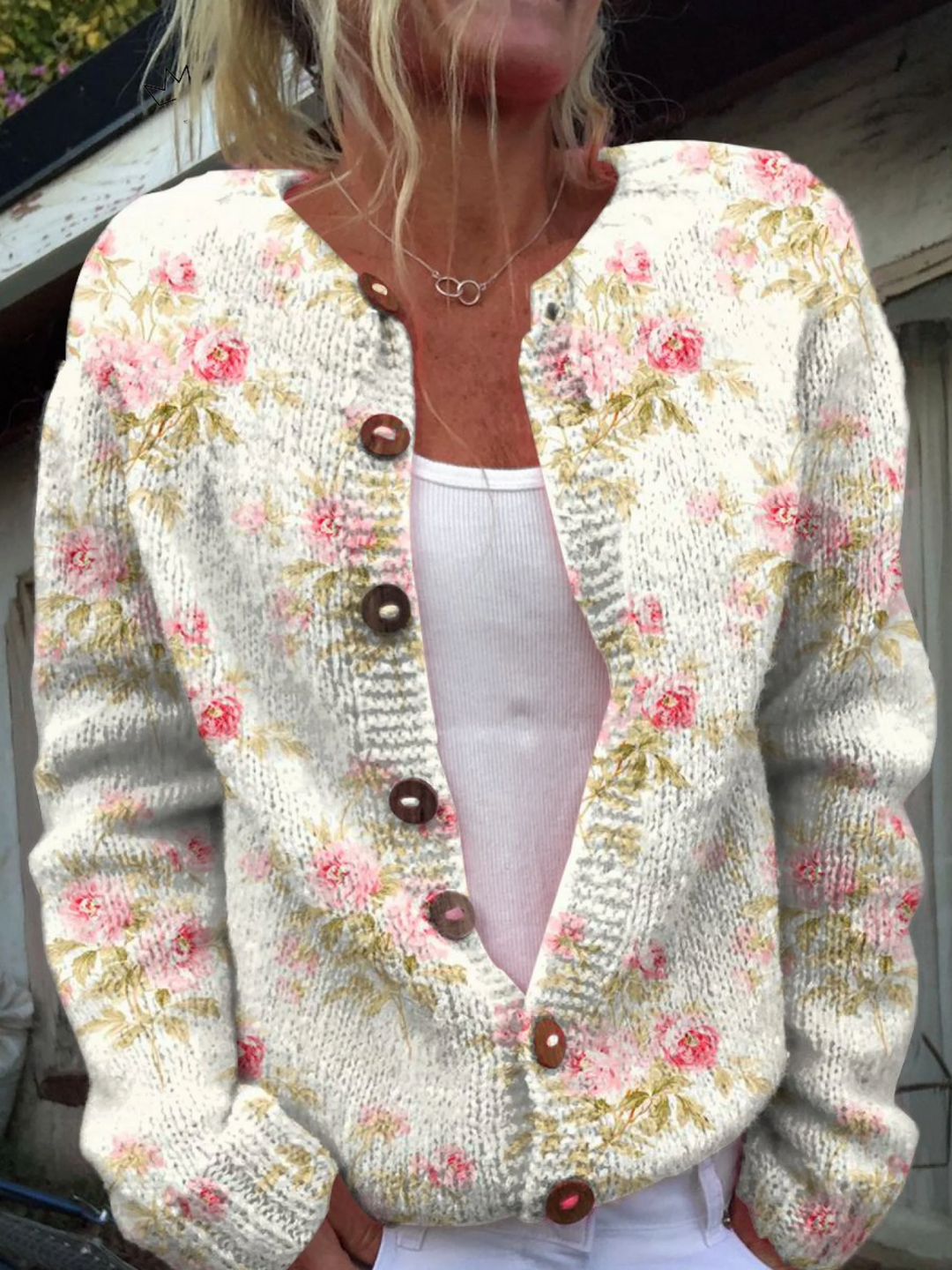 Naomi | Vintage Bloemen Gebreide Cardigan
