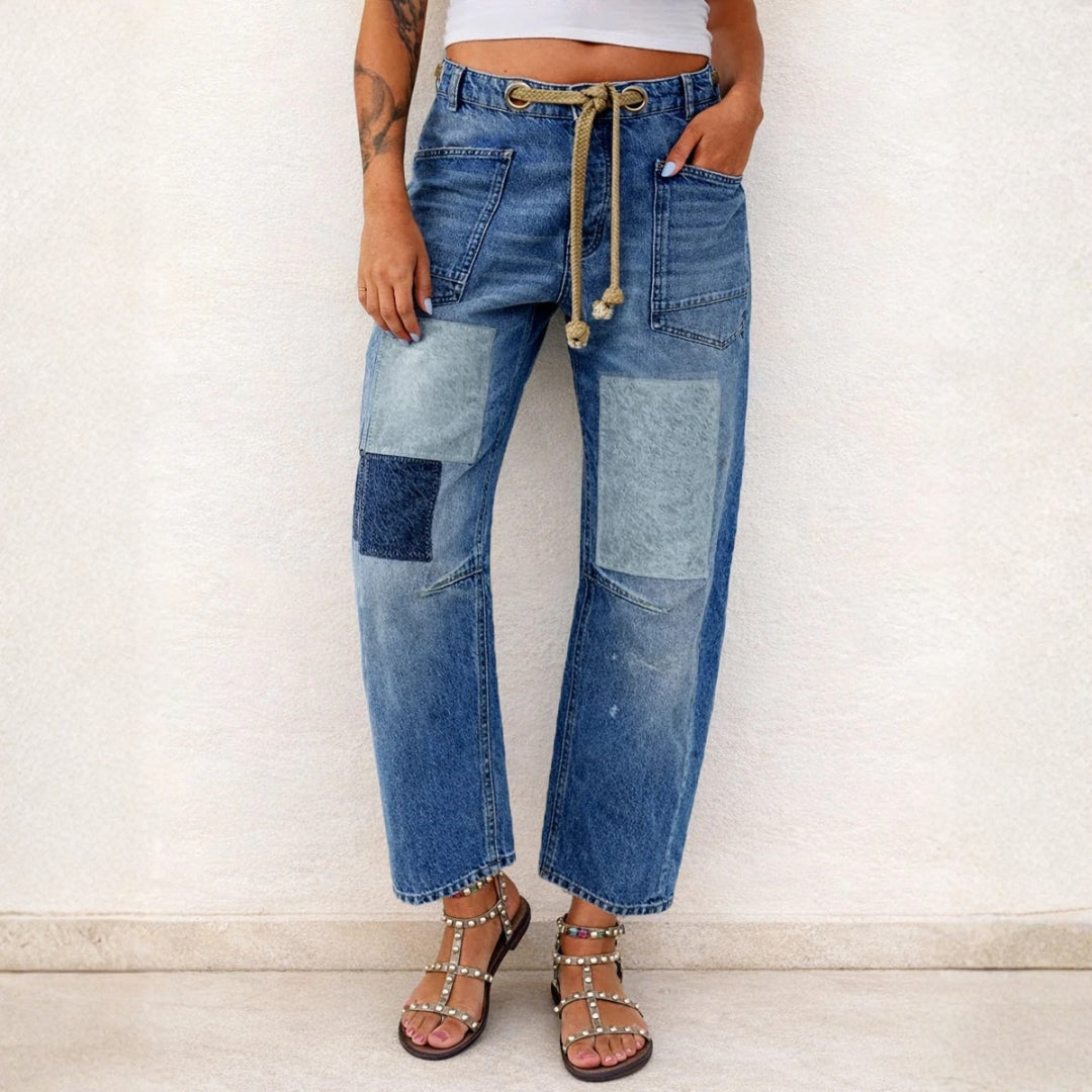 Margaret | Patchwork Drawstring Jeans