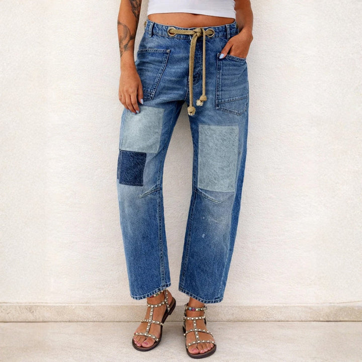 Margaret | Patchwork Drawstring Jeans