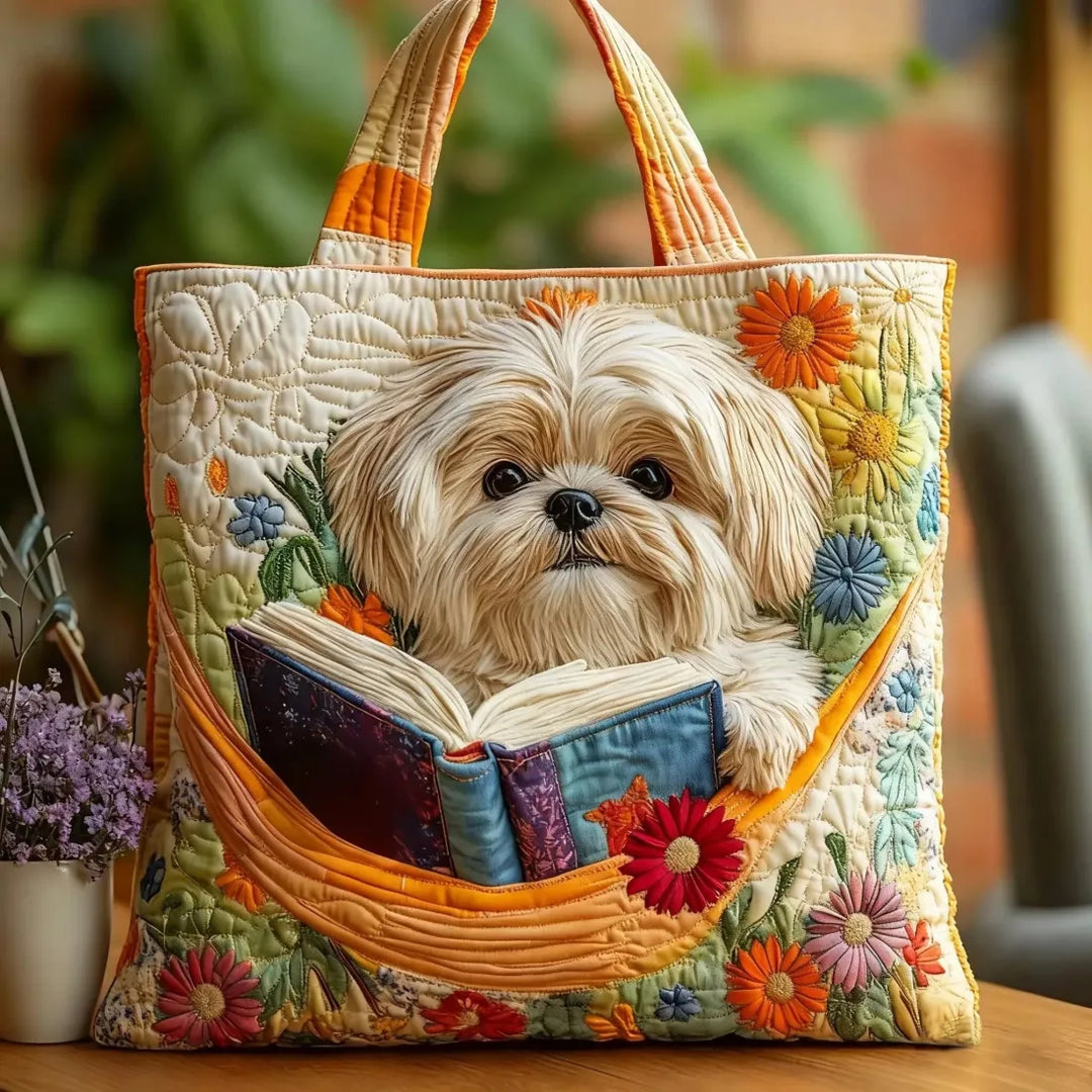 Handgemaakte Tas | Shih Tzu met Boeken