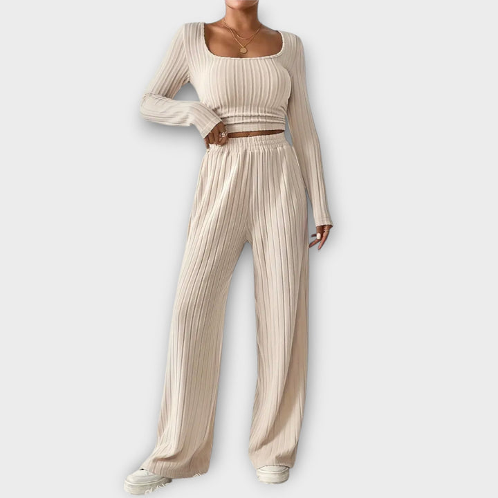 Heather | Crop Top en Wijde Broek Set