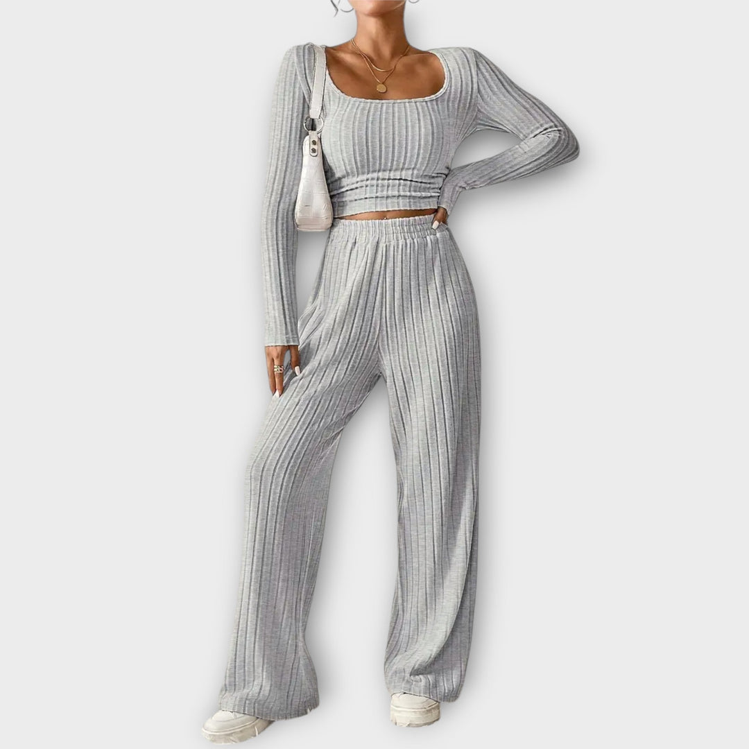 Heather | Crop Top en Wijde Broek Set