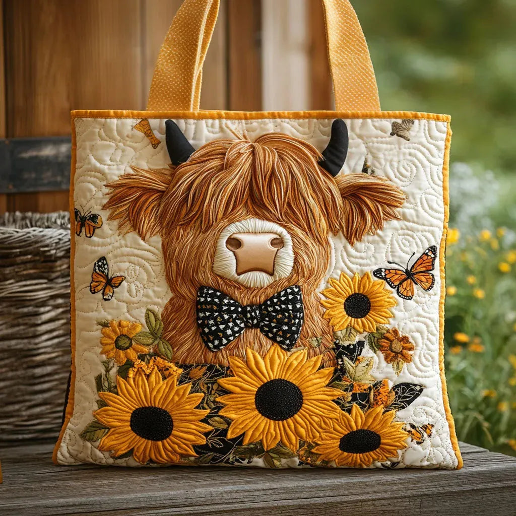 Handgemaakte Tas | Hoogland Rund met Zonnebloemen