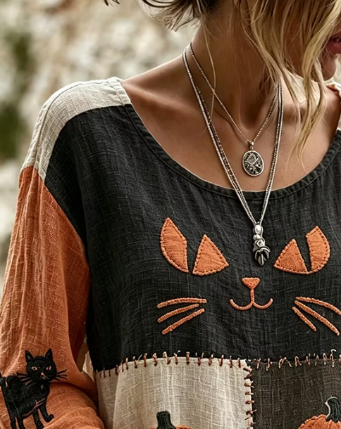 Katherine | Kat Pompoen Patchwork Blouse