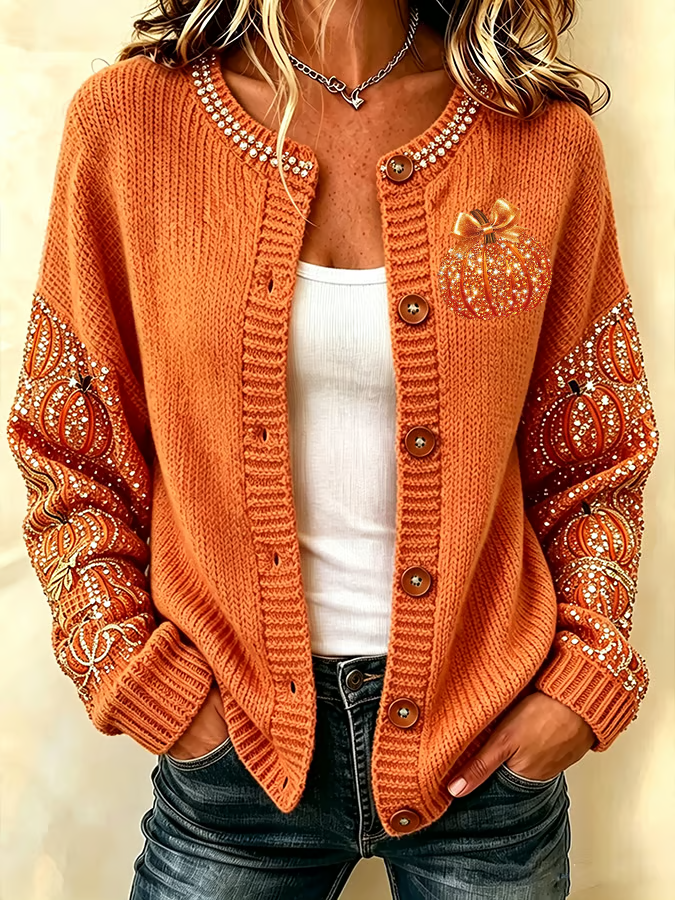 Maria | Pompoenprint Cardigan