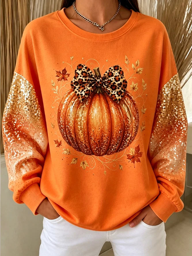 Eva | Pompoen Strik Sweatshirt