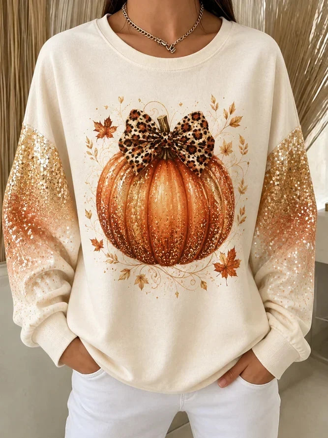 Eva | Pompoen Strik Sweatshirt