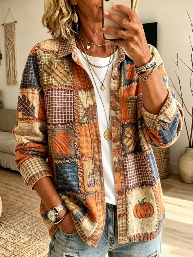 Joanna | Pompoen Patchwork Shirt Jacket