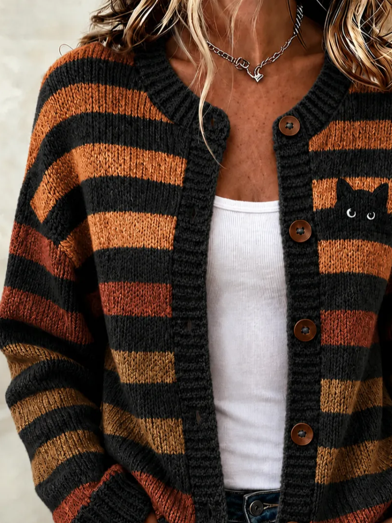 Kendra | Gestreepte Kat Cardigan