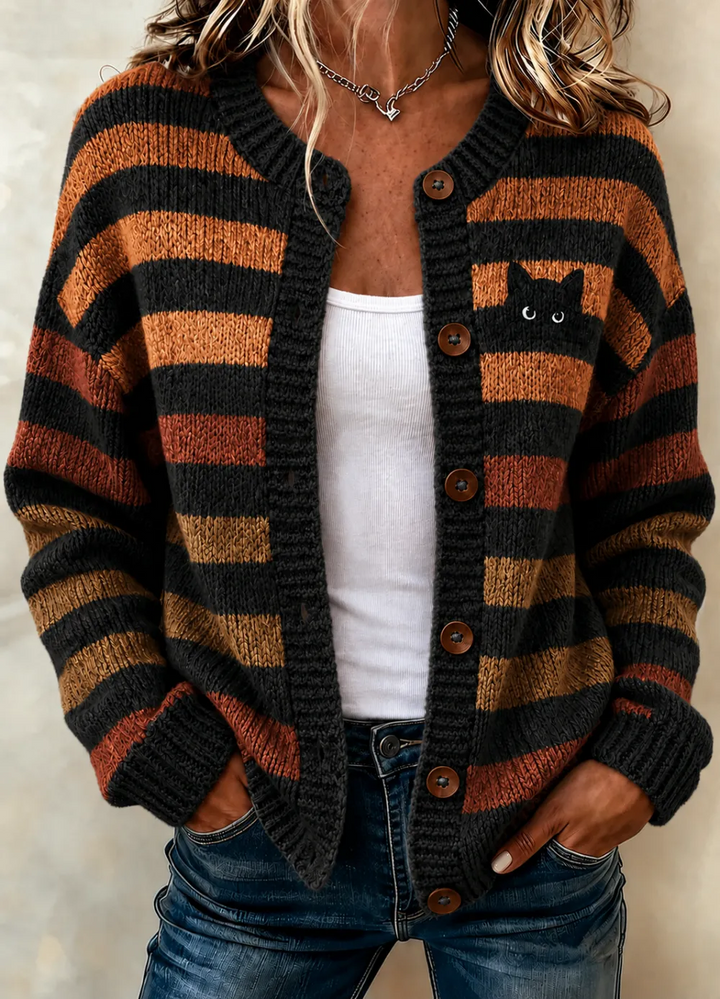 Kendra | Gestreepte Kat Cardigan