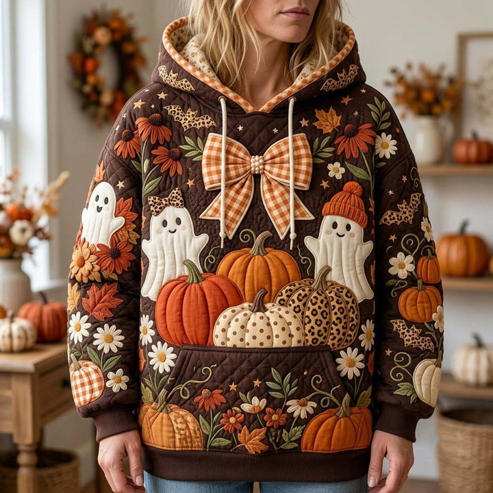 Spookachtige Pompoen Patchwork Hoodie
