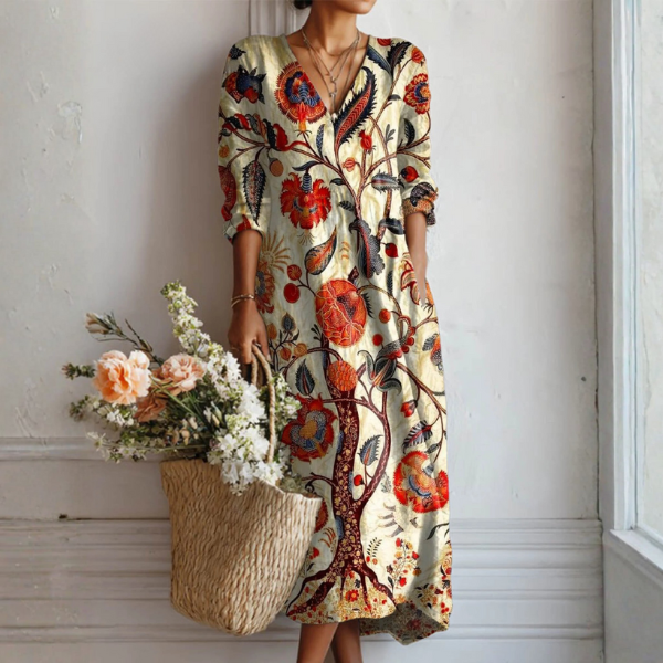 Scarlett | Retro Bloemen Maxi Jurk