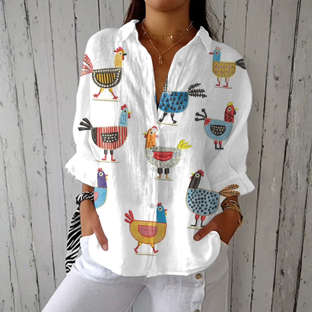 Jenna | Lichtgewicht Kippenprint Shirt