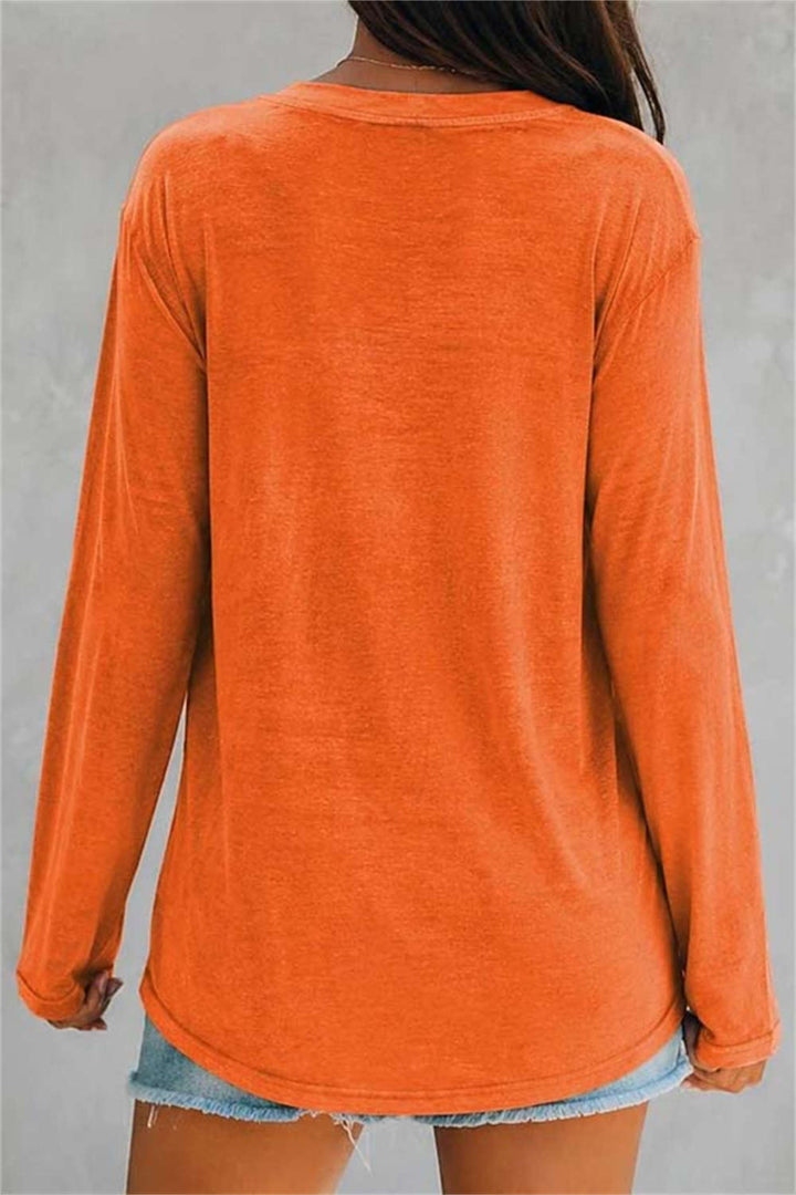 Sadie | Halloween-geïnspireerde Oranje Heks Brief Print V-Hals Blouse
