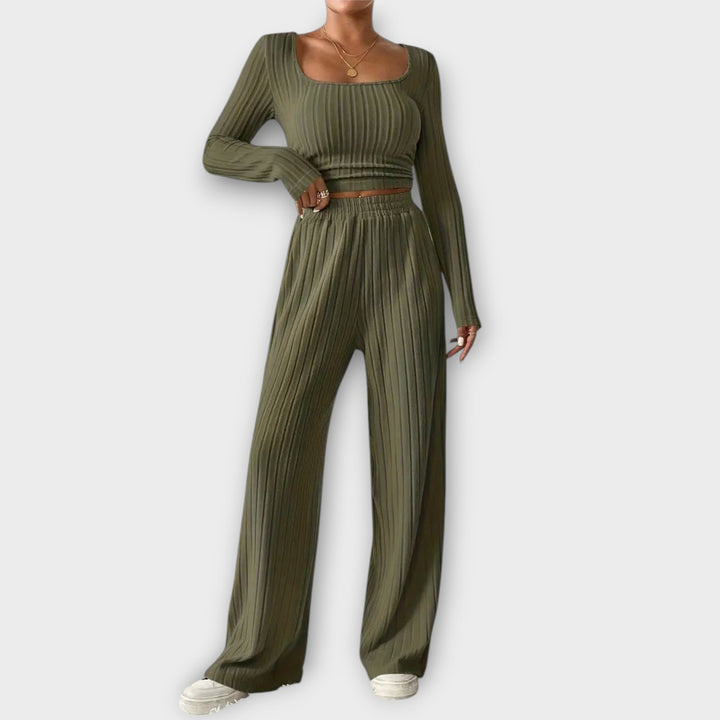 Heather | Crop Top en Wijde Broek Set