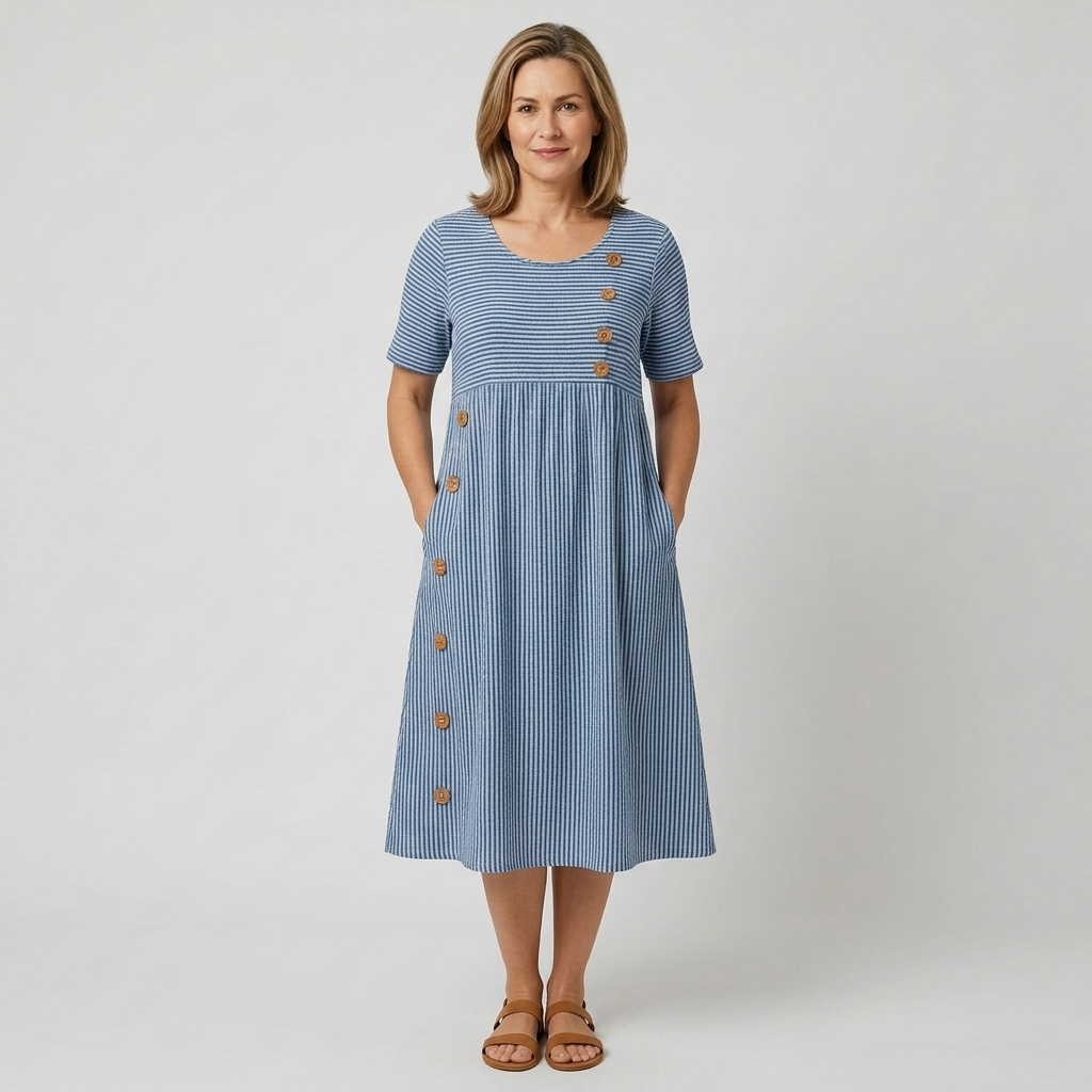 Ruby - Gestreepte Midi Jurk