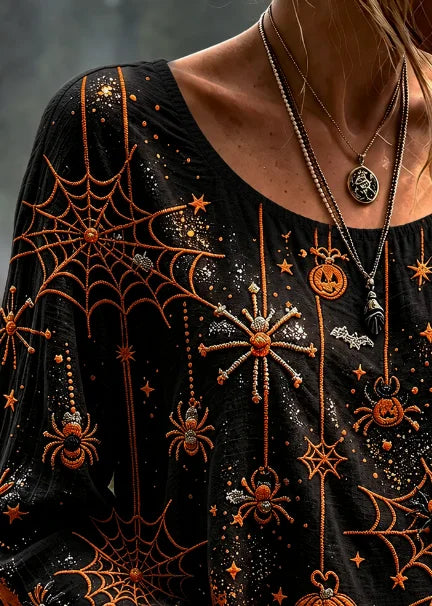 Josephine | Spinnenweb Pompoen Blouse