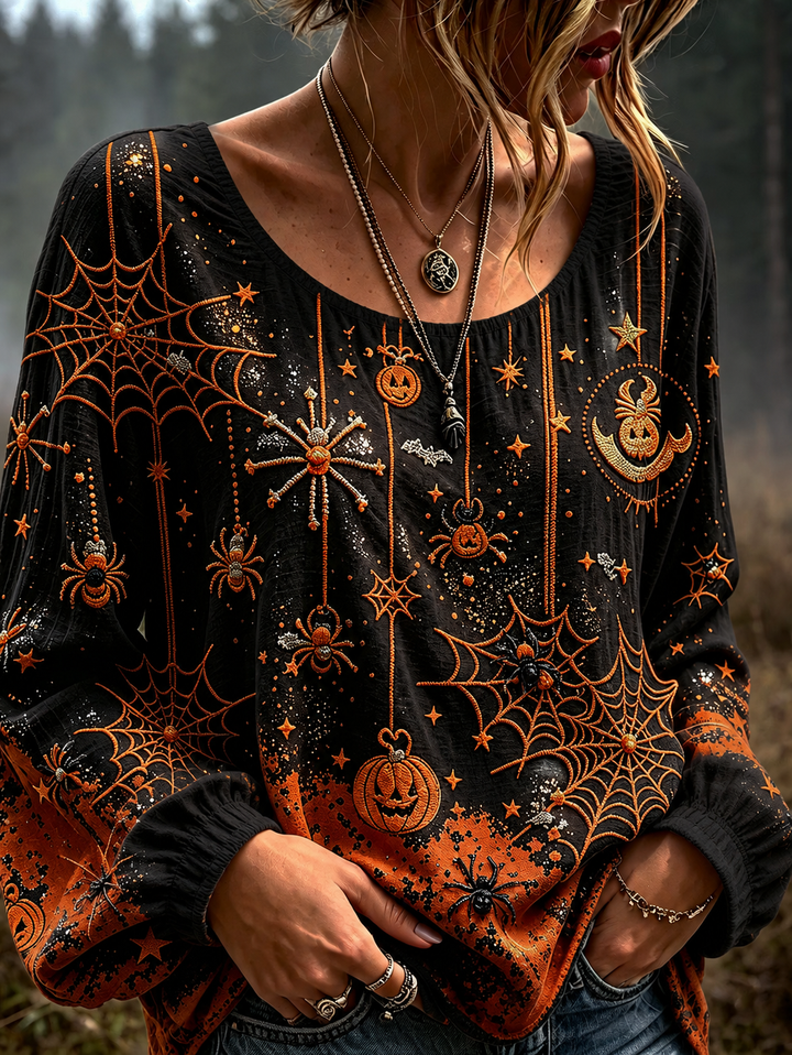 Josephine | Spinnenweb Pompoen Blouse