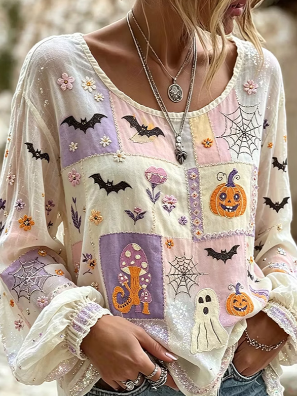 Deborah | Halloween Patchwork Blouse