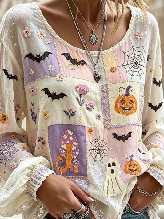 Deborah | Halloween Patchwork Blouse