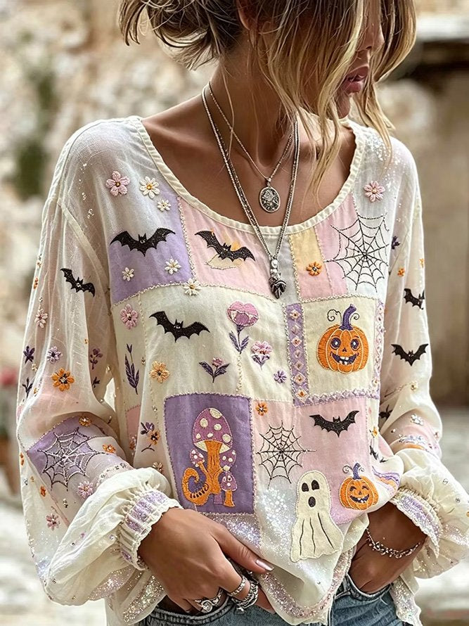Deborah | Halloween Patchwork Blouse