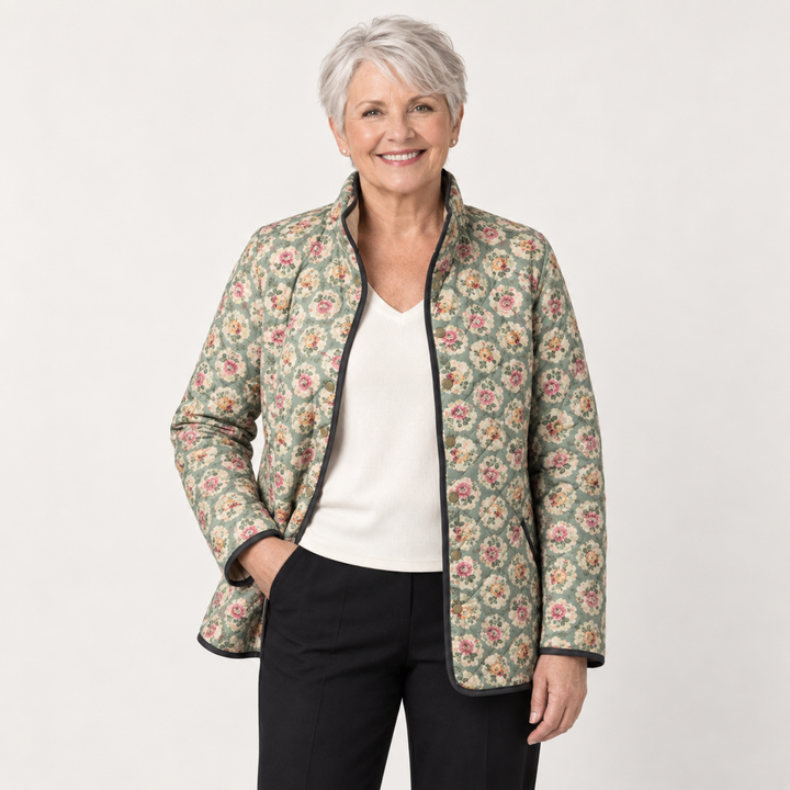 Harper | Vintage Bloemen Kunst Print Gequilt Jasje