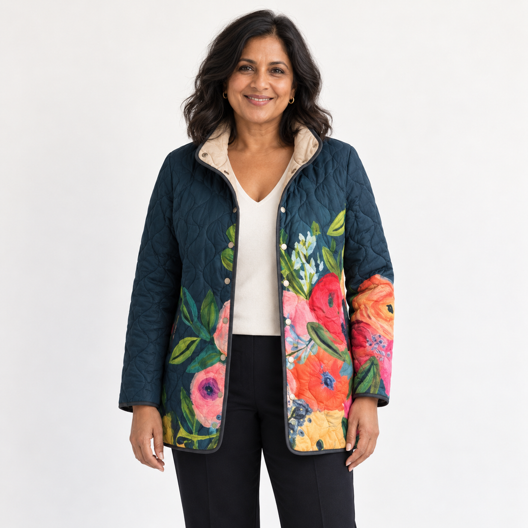 Madison | Geschilderde Bloemen Gequilte Jas