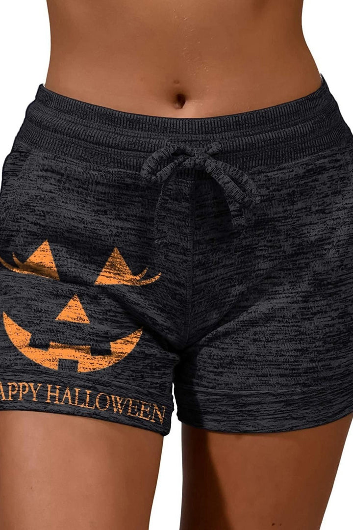Catarina | Halloween-geïnspireerde Pompoenprint Sash Shorts