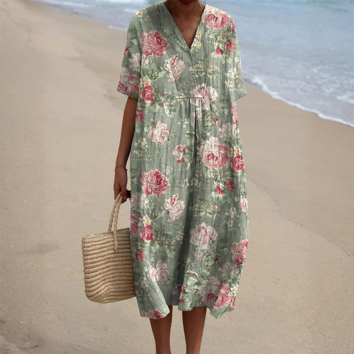 Maria | Retro Bloemen Midi Jurk