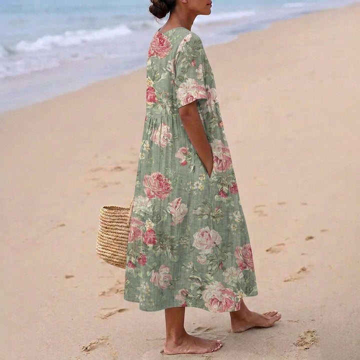 Maria | Retro Bloemen Midi Jurk
