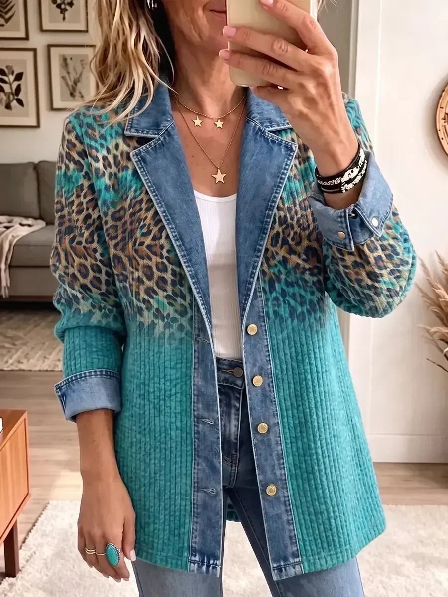 Abigail | Vintage Luipaardprint Denim Jacket