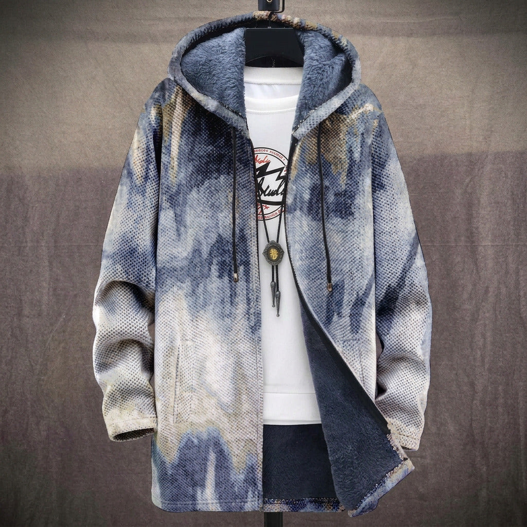 Irene | Marineblauwe Tie-Dye Print Jas