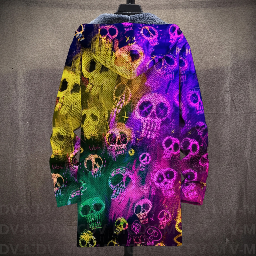 Gloria | Multicolor Neon Skull Print Jas