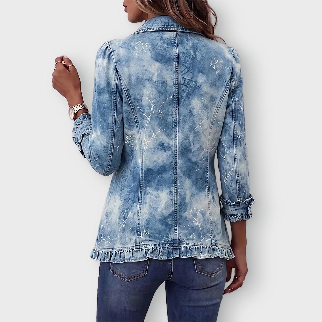 Sofia | Boho Vintage Botanische Print Ruffle Jacket