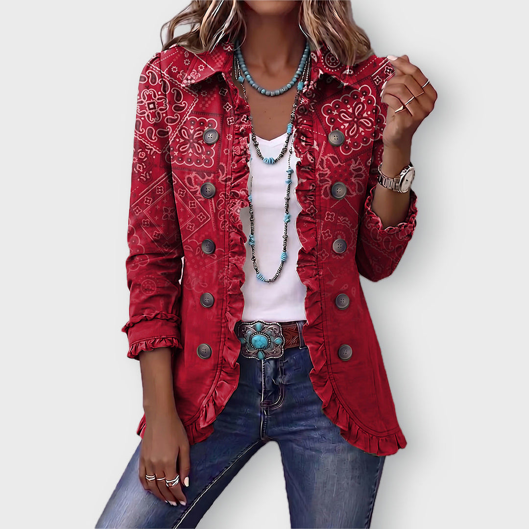 Riley | Bohemian Paisley Ombré Print Ruffled Jacket