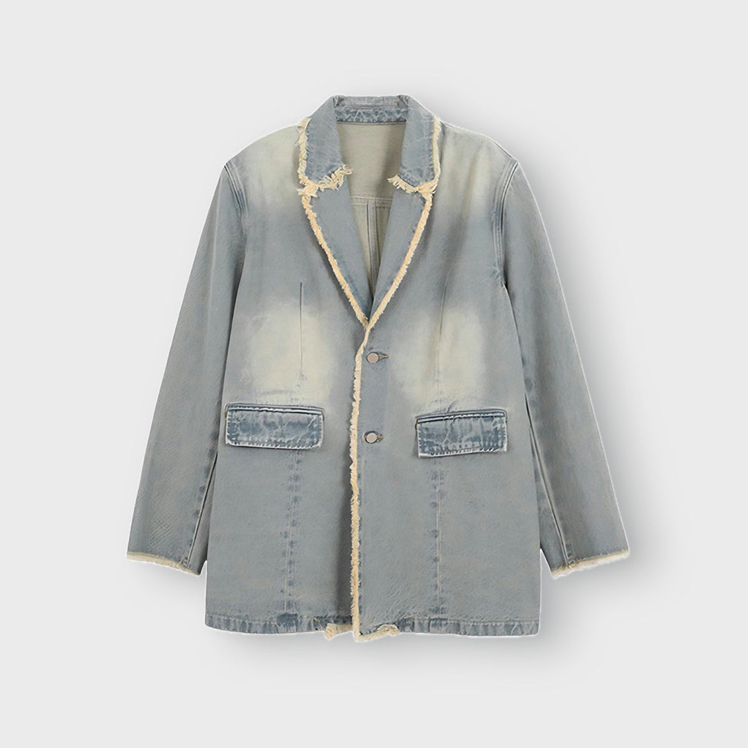 Hannah | Vintage-stijl Oversized Blazer met Ruwe Randen