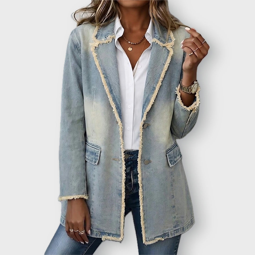 Hannah | Vintage-stijl Oversized Blazer met Ruwe Randen