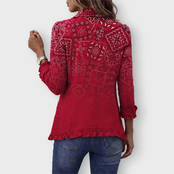 Riley | Bohemian Paisley Ombré Print Ruffled Jacket