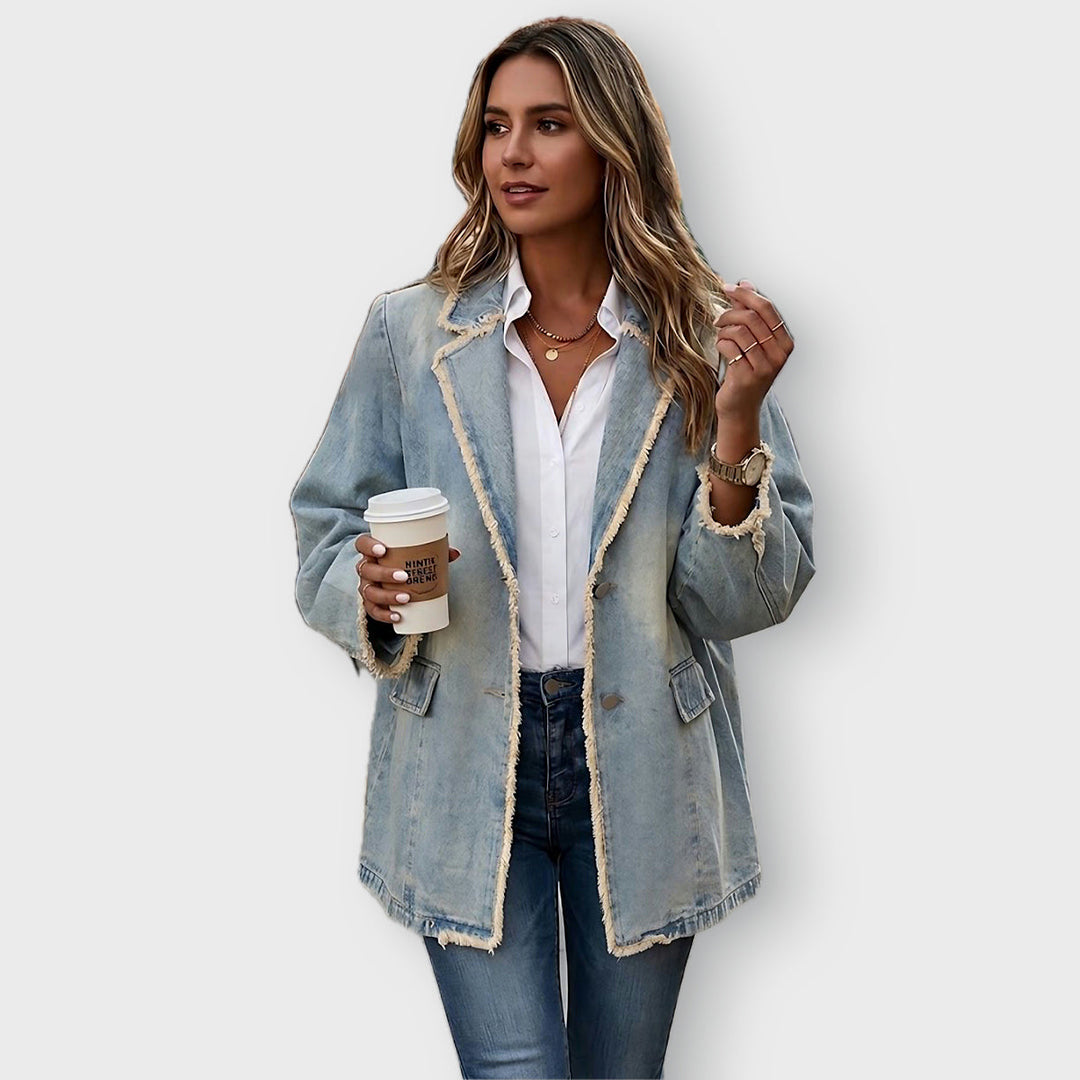 Hannah | Vintage-stijl Oversized Blazer met Ruwe Randen