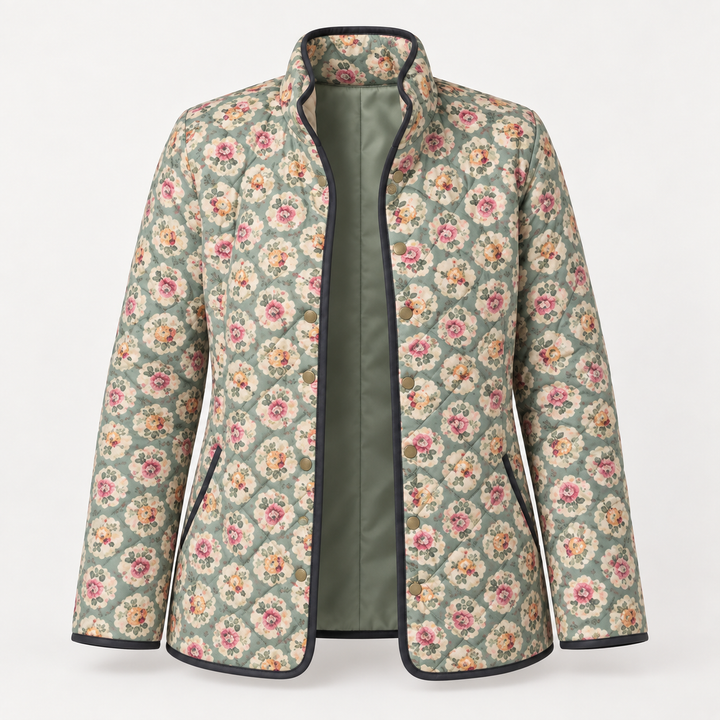 Harper | Vintage Bloemen Kunst Print Gequilt Jasje