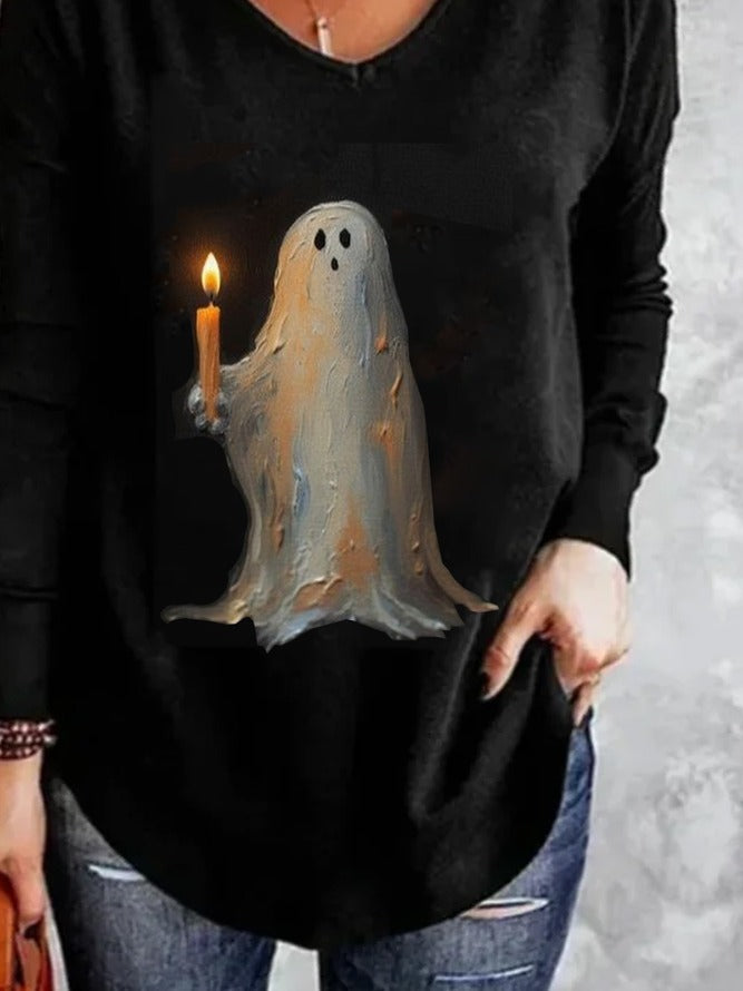 Valentina | Ghost V-hals T-shirt