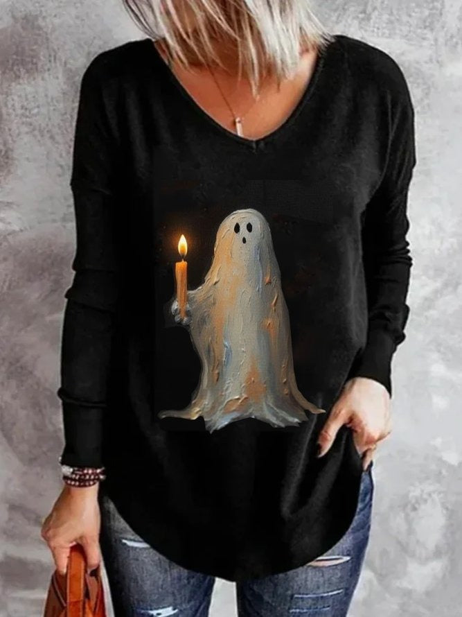 Valentina | Losse V-Hals Halloween-geïnspireerde T-shirt